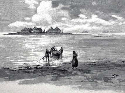 A hall in the North Sea at normal water level, 1890, Germany, illustration, reproduction from a
