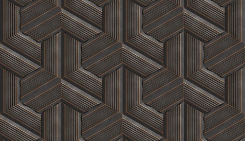 Explore a 3D hexagon pattern featuring intricate stripe designs in this illustration. The geometric
