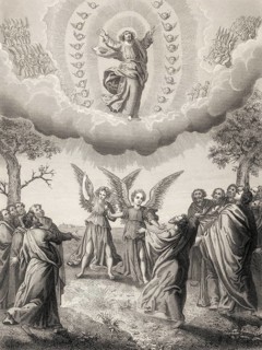 The ascension of Jesus, Resurrection of Jesus, New Testament, steel engraving 1853, digitally