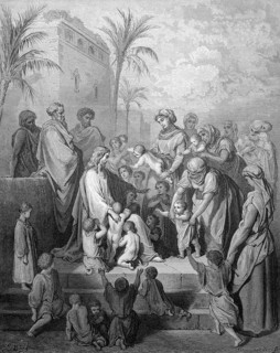 Jesus and the little children, let the children come to me, Mark chapter 10, verse 13, many