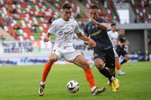 LUBIN, POLAND - AUGUST 31, 2024: Football match Polish PKO Ekstraklasa between KGHM Zaglebie Lubin