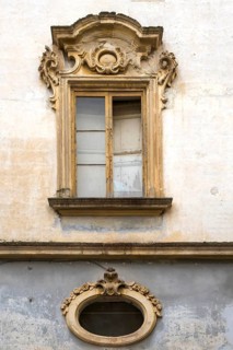 Detail of an old house façade, old town centre of Galatina, Apulia, Italy