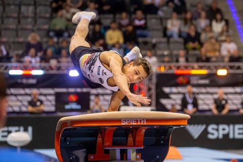 EnBW DTB-Pokal Stuttgart 2025, Mixed Cup***Timo Eder Germany on vault