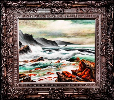 Banksy - Mediterranean Sea with refugee paraphernalia, exhibition The World of Banksy