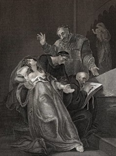 Die heilige Jungfrau von Kent, Elizabeth Barton, wird von 2 Klerikern und einem Laien verhört