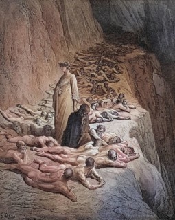 Illustration for Purgatorio by Dante Alighieri Canto by Gustave Dore 1832-1883, French artist,