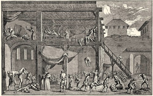 Pesthospital in Vienna, Waehringerstrasse, copper engraving, 1679, das Pesthospital oder Lazarett