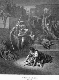 The infanticide in Bethlehem, Matthew, chapter 2, verse 16, King Herod has all boys under 2 years