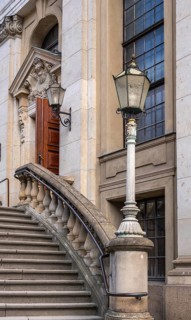 Staircase at the entrance to the concert hall in the French Cathedral on Gendarmenmarkt, Berlin,
