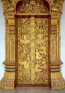 Gilded door at Wat Nong Sikhounmuang, Luang Prabang, Laos
