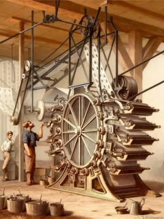 Industrial wallpaper printing machine, 19th century