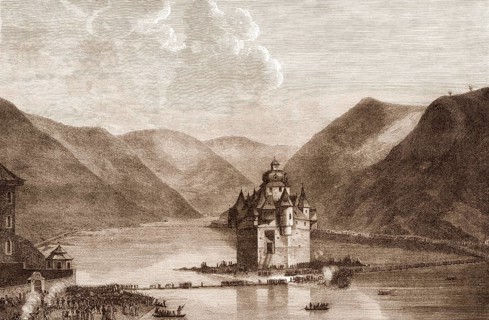 The 1st Silesian Army crosses the river Rhine led by General Blucher near Kaub on 1 January 1814,