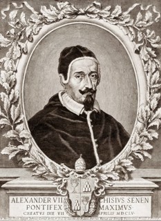 Pope Alexander VII, 1599, 1667, born Fabio Chigi, Pope from 1655 to 1667