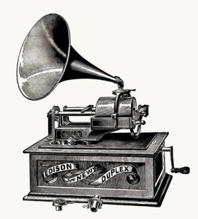 Historical illustration, 19th Century, Phonograph by Thomas Alva Edison