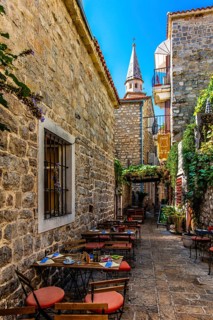 Alleys in the old town centre of Budva, Montenegro, Budva, Montenegro
