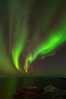 Northern Lights (Aurora borealis) over the Norwegian Sea, Söröya, Finnmark, Norway, December 2018