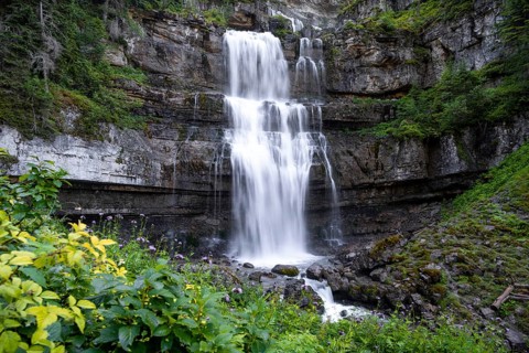 Cascata di Mezzo waterfall, long exposure, Vallesinella, Brenta, Trentino, Italy