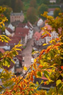 Half-timbered town in autumn, Calw, Black Forest, Germany