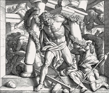 Death of Samson, Old Testament, by Julius Schnorr von Carolsfeld