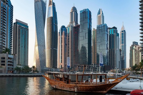 Dubai, United Arab Emirates. July 2nd 2019 Luxury lifestyle skyscraper apartment complex buildings