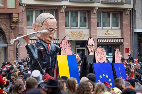 The Frankfurt Shrove Tuesday Parade is taking place across the Römerberg in Frankfurt am Main on 15