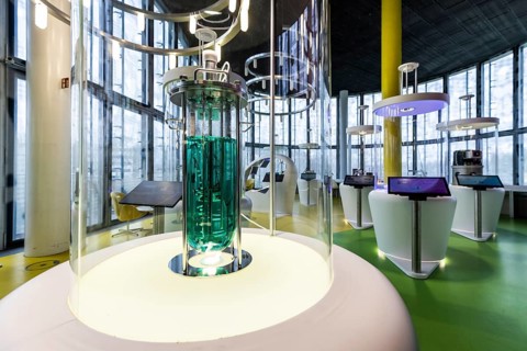 Photobioreactor in the Innovation Hub of the IKMZ Information, Communication and Media Center of
