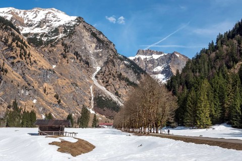 Oytal hinten Kratzer und Berge der Allgäu Alps, Oytalhaus, Oberstdorf, Oberallgäu, Allgäu, Bavaria,