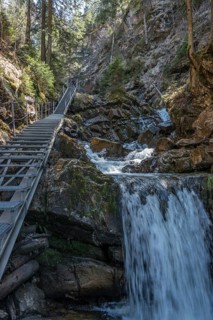 Hiking trail in Gaissalptobel with Gaissalpbach waterfall, Reichenbach, Oberstdorf, Oberallgäu,