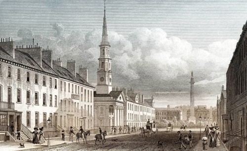 George Street, St Andrew's Church and Lord Melville's Monument, Edinburgh, Scotland, 19th century,