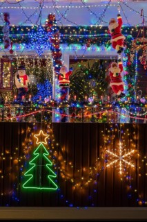 Christmassy decorated balcony, Gällivare, Norrbotten, Lapland, Sweden, December 2022