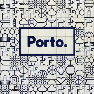 The visual identity logo of the city of Porto, a stylized illustration with blue lines against a