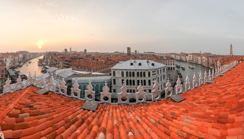 View of the Grand Canal from the Fondaco dei Tedeschi Terrace, Venice, Veneto, Italy