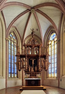 Choir room with main altar, Baroque altar by Andreas Groeber, Evangelical Lutheran Market Church of