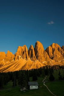 Sunset, Glatschalm, Geislerspitzen, Villnöss Valley, Sass Rigais, Dolomites, South Tyrol, Italy