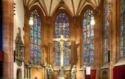 Interior view, hospital church, choir room, altar, Stuttgart, Baden-Württemberg, Germany