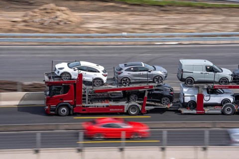 Car transporters, vehicles are being transported, A3 motorway, cars