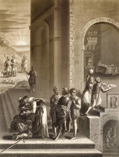 The Parable of the Prodigal Son, Return of the Prodigal Son, New Testament, steel engraving 1853,