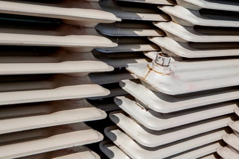Old cast iron household radiators