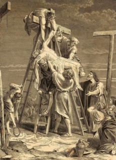 Joseph of Arimathea, disciple of Jesus, takes Jesus from the cross, chapter 19, verse 38, Gospel of