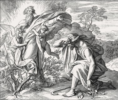 Burning Bush, Old Testament, by Julius Schnorr von Carolsfeld, 1860