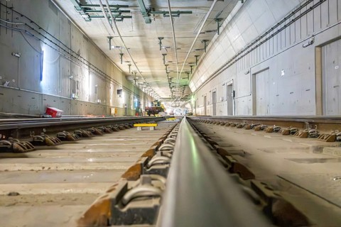 Tracks in the north to Stuttgart station 21 tunnel construction site new main train station in