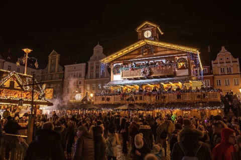 WROCLAW, POLAND - DECEMBER 09, 2018: Christmas fair in the market square of Wroclaw