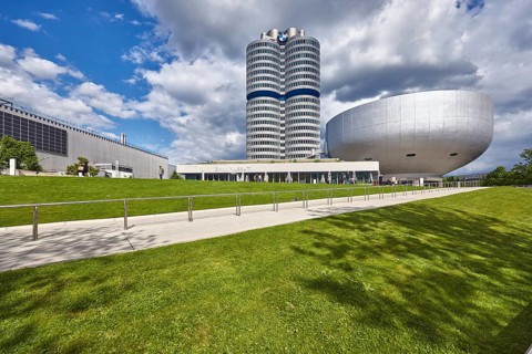 BMW museum, car museum, BMW corporate headquarters, high-rise building, modern architecture,