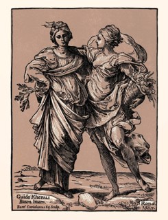 The alliance of peace and abundance, 1627, Bartolommeo Coriolano, after Guido Reni, digitally