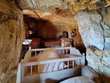 Cave flats in Langenstein, district of Halberstadt, Harz county, Saxony-Anhalt, Germany