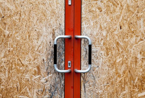 Front door secured with a chipboard, Germany