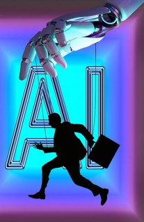 Symbolic photo, AI and AI idealized as perfection of the future, evolution or disruption, enormous