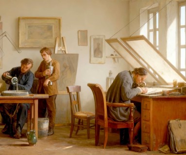 Historical illustration, engraver working in the 19th century
