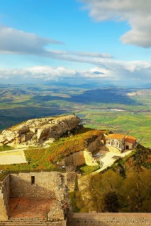 Rocca di Cerere and surrounding valley, elevated view, Enna, Siclly, Italy