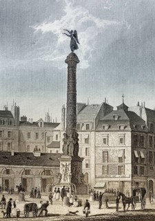 The Place du Châtelet, Paris, antique steel engraved print, 1831